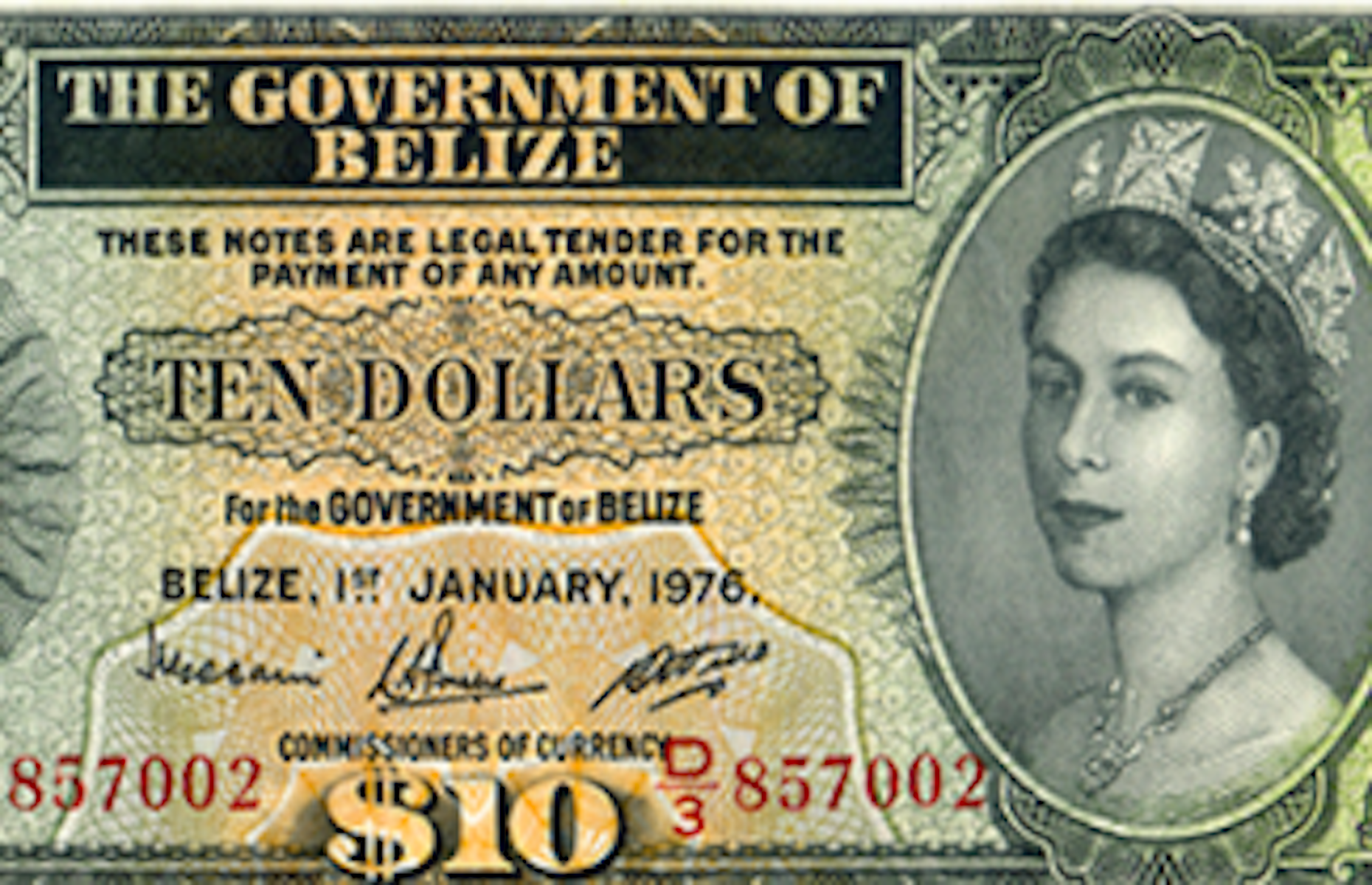 Belize $10 dollar note (1974)